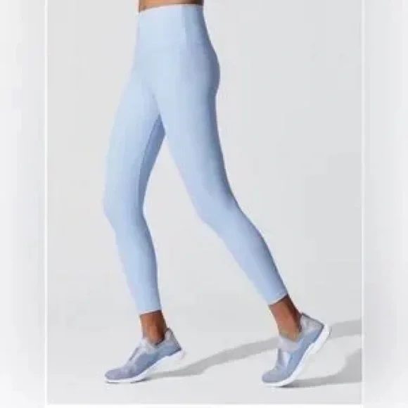 Beach Riot Blue Ribbed Fold Over Leggings - Picture 1 of 8